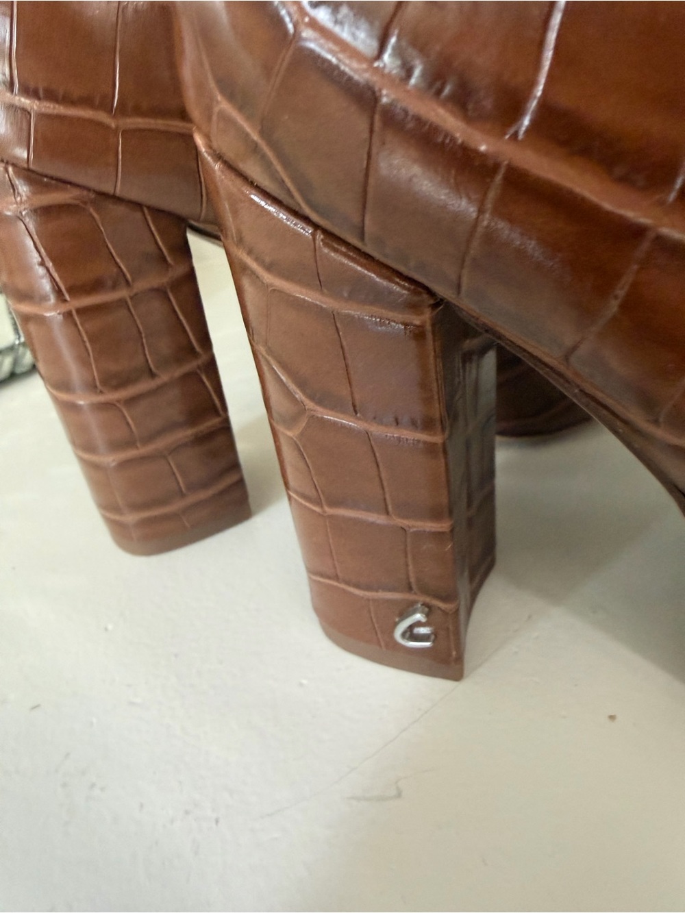 Circus by Sam Edelman Cognac Croc-Embossed Knee Boots - Picture 5 of 6